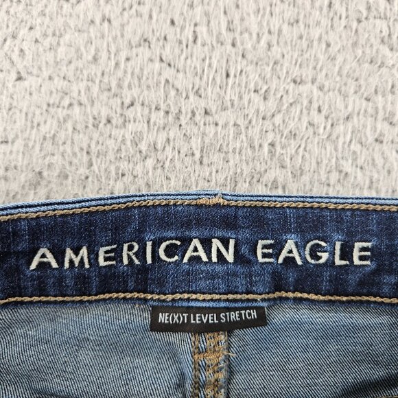 American Eagle Shorts Womens 2 Blue Denim Hi-Rise Shortie Next Level Stretch Raw - Picture 4 of 16